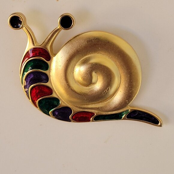 Large Vintage Signed Simon Chang Snail Brooch - Picture 1 of 10